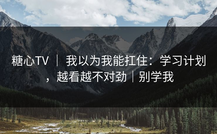 糖心TV ｜ 我以为我能扛住：学习计划，越看越不对劲｜别学我